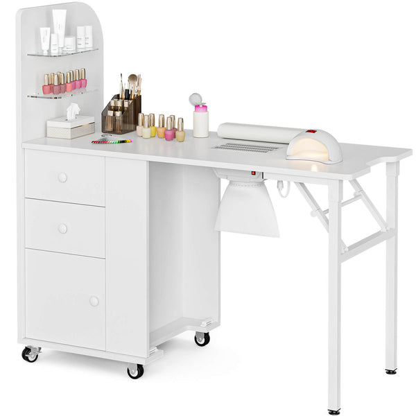 Upgraded! Paddie Foldable Nail Table with Storage