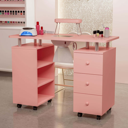 Paddie Manicure Table with Storage, dust collector