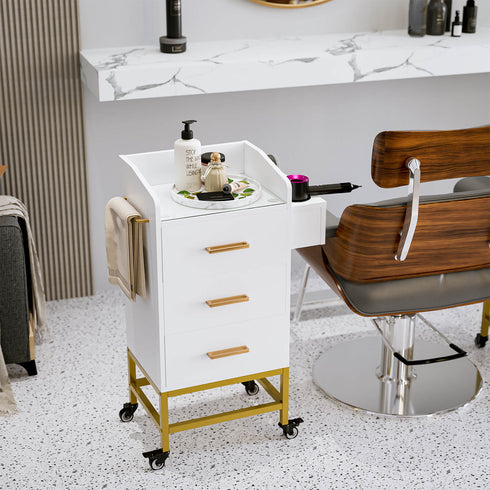 Paddie Metal Salon Cart, glass top