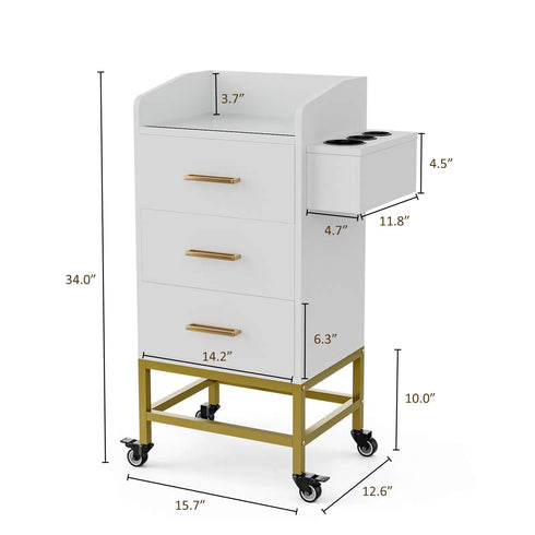 Paddie Metal Salon Cart, glass top