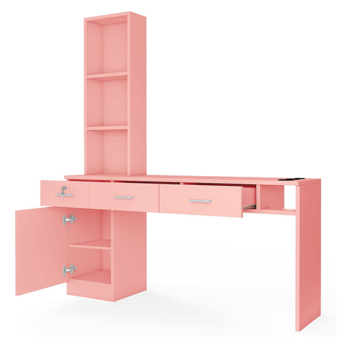 Paddie Wall Mount Salon Station, 3-tier shelf, 3 drawers