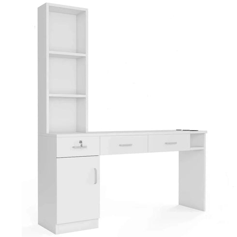 Paddie Wall Mount Salon Station, 3-tier shelf, 3 drawers